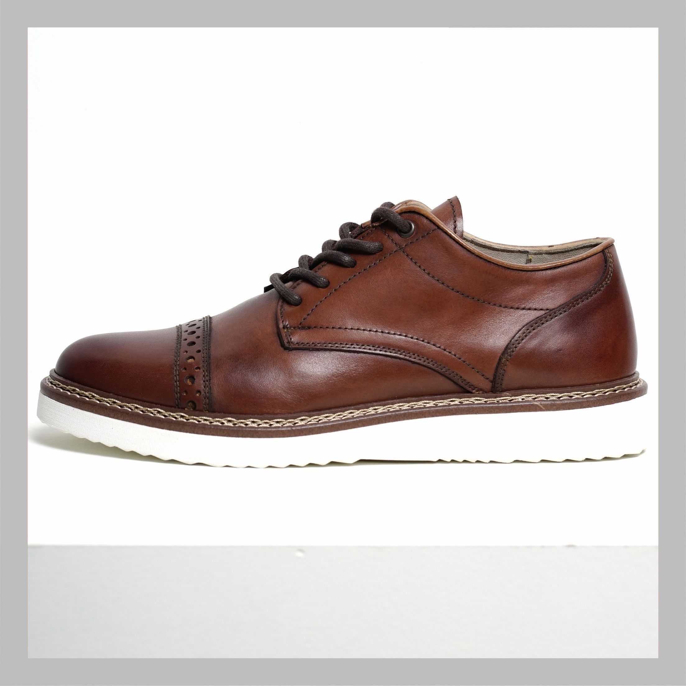 Giày da nam công sở màu nâu COLE HAAN HM mũi tròn Đế bánh mì Phong cách văn phòng đường phố bụi bặm bảo hành 1 năm