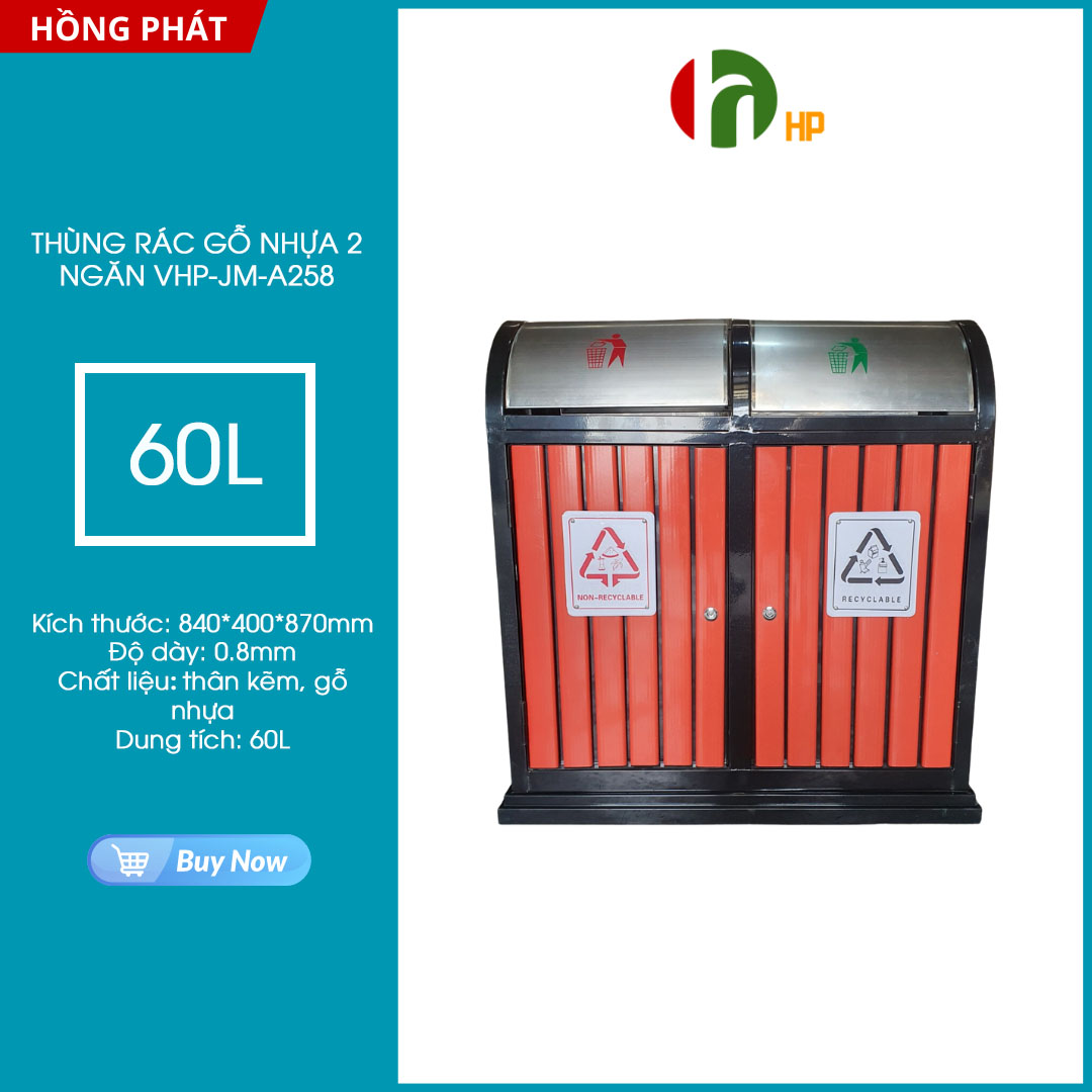 Thùng rác công cộng 2 ngăn - dung tích 30l-vhp-jm-a258