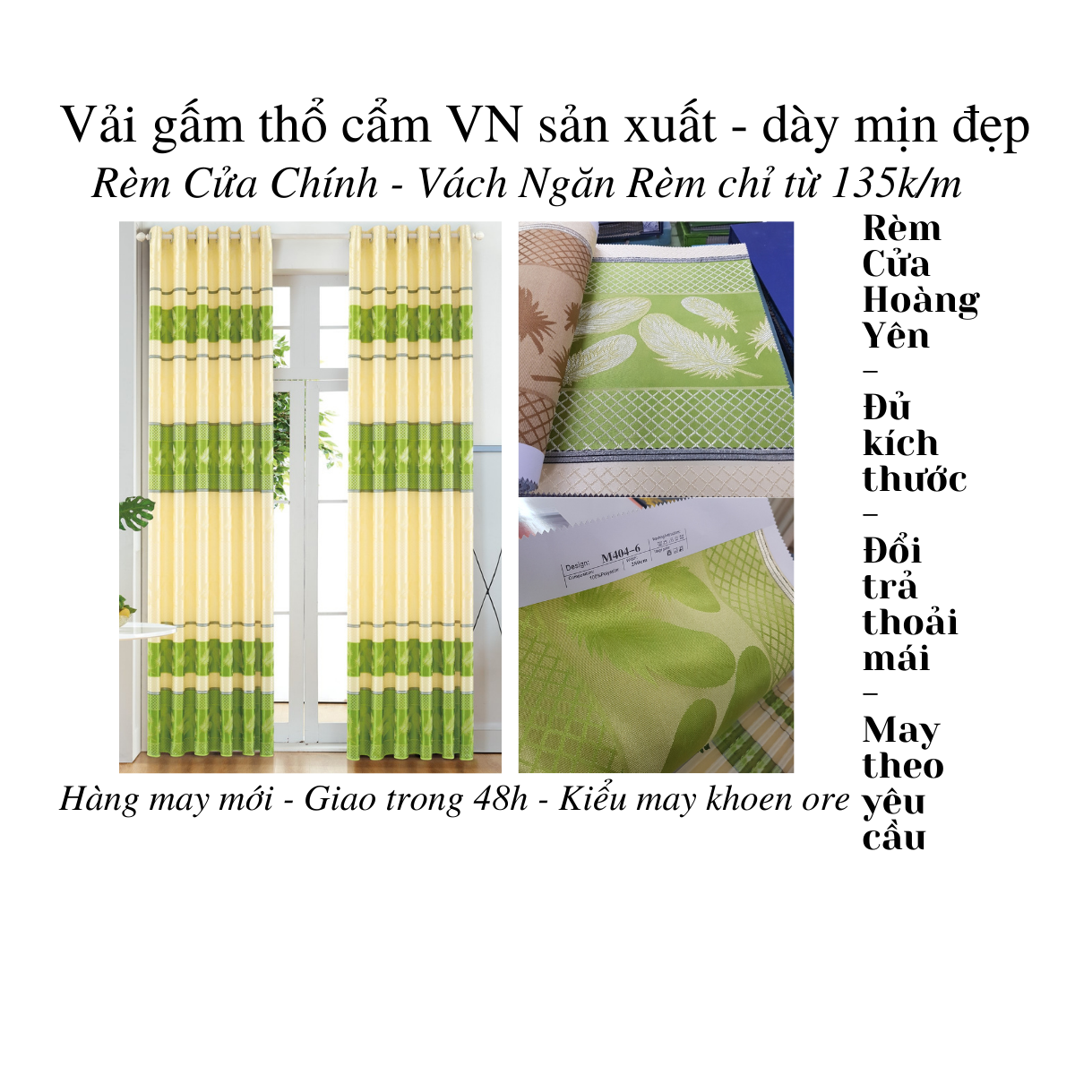 [Tặng khoen ore dự phòng & dây vén rèm] Bộ rèm cửa vải gấm thổ cẩm - Ngang 3m5 cao [3m2 đến 3m5] chia 2 tấm kéo về 2 bên - Đủ màu - Họa tiết lông vũ phong thủy - Kiểu may khoen ore sang trọng