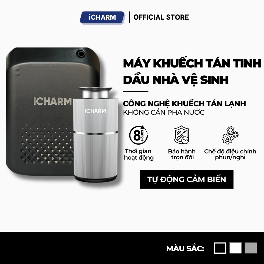 Máy xông tinh dầu, khuếch tán tạo mùi thơm Nhà Vệ Sinh - Máy khuếch tán tinh dầu trực tiếp iCHARM, không dùng nước, tùy chỉnh thời gian hoạt động cho phòng ngủ, ô tô, spa, khách sạn, bida