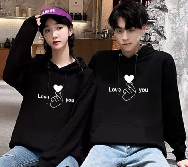 Áo hoodie cặp đôi | áo đôi nam nữ hoodie bắn tim love you ad46