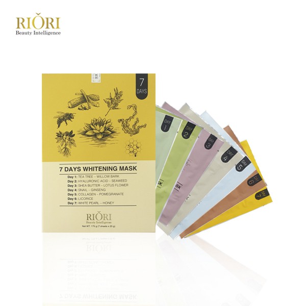 Bộ Mặt Nạ Dưỡng Trắng Da 7 Ngày RIORI 7 DAYS WHITENING MASK (7 miếng) 175g