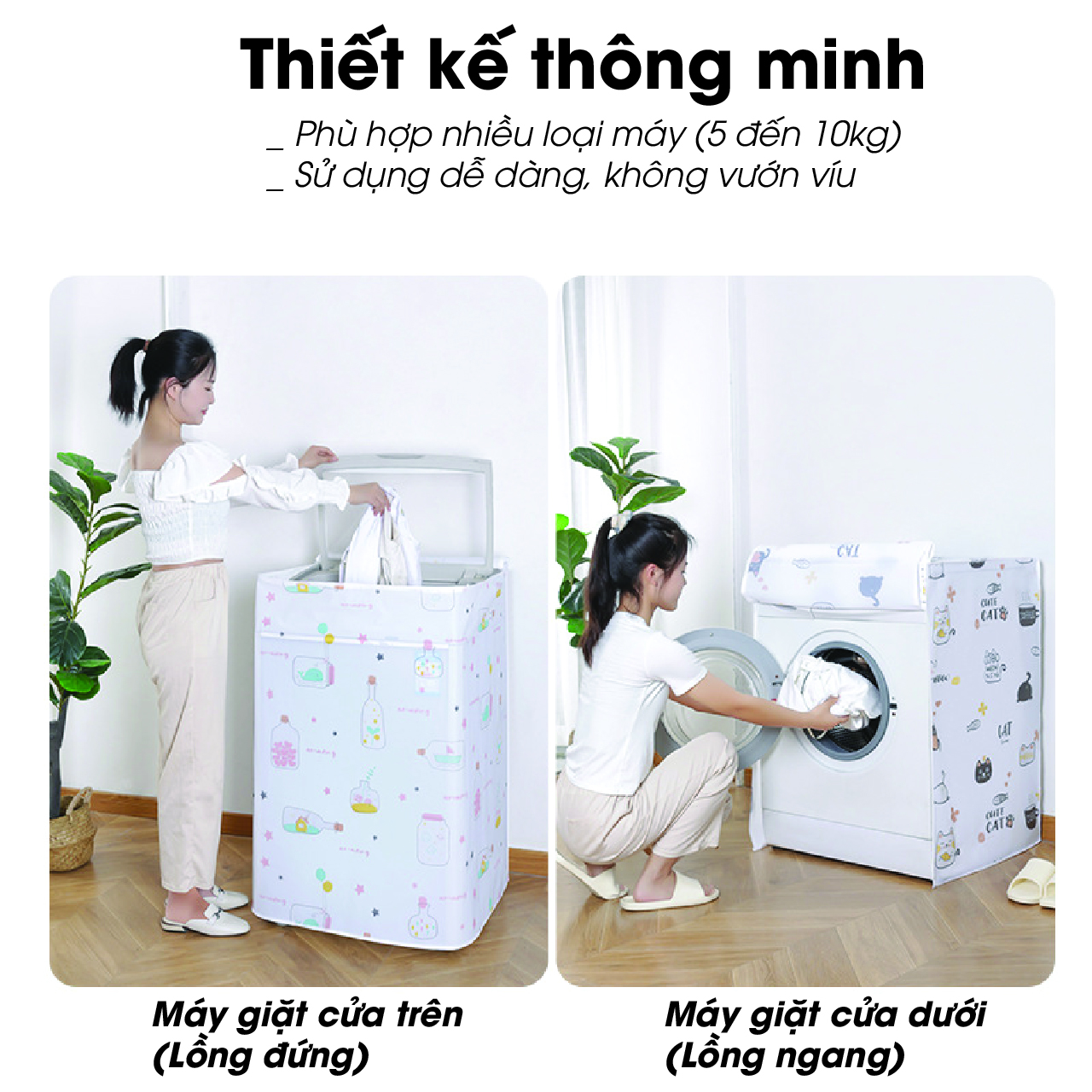 ÁO TRÙM MÁY GIẶT HOA LÁ HOÀNG GIA CAO CẤP, PHÂN LOẠI CỬA TRÊN VÀ CỬA TRƯỚC 5KG - 10KG, KÍCH THƯỚC ĐA DẠNG