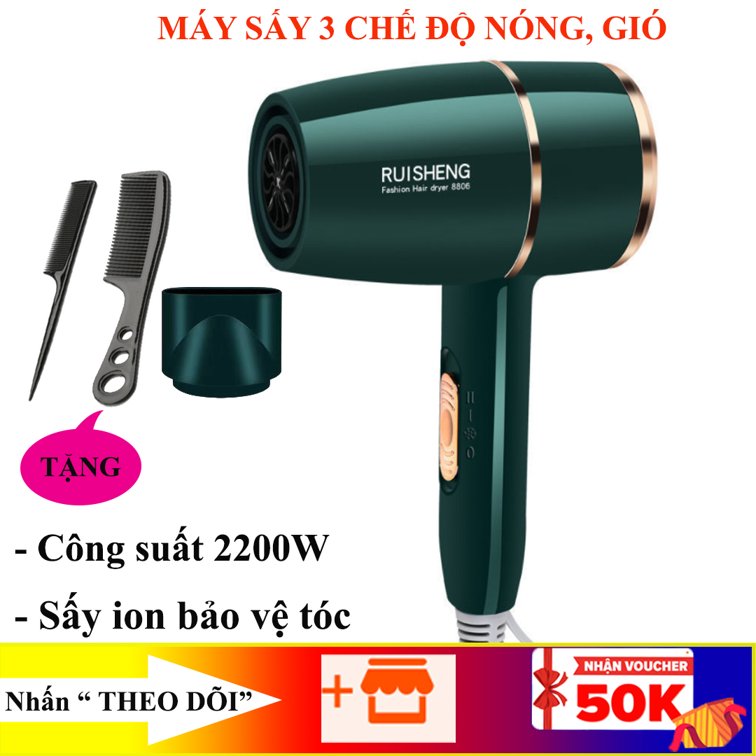 Máy sấy tóc đa năng, mấy sấy tóc ruisheng 3 cấp độ điều chỉnh , công suất 2200w