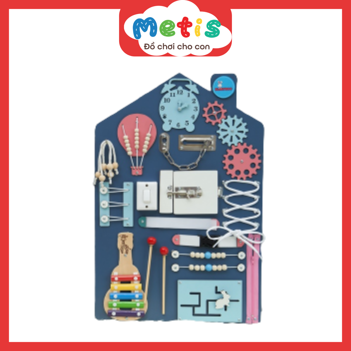 Bảng bận rộn- busy board montessori - ngôi nhà lớn - metis đồ chơi cho con