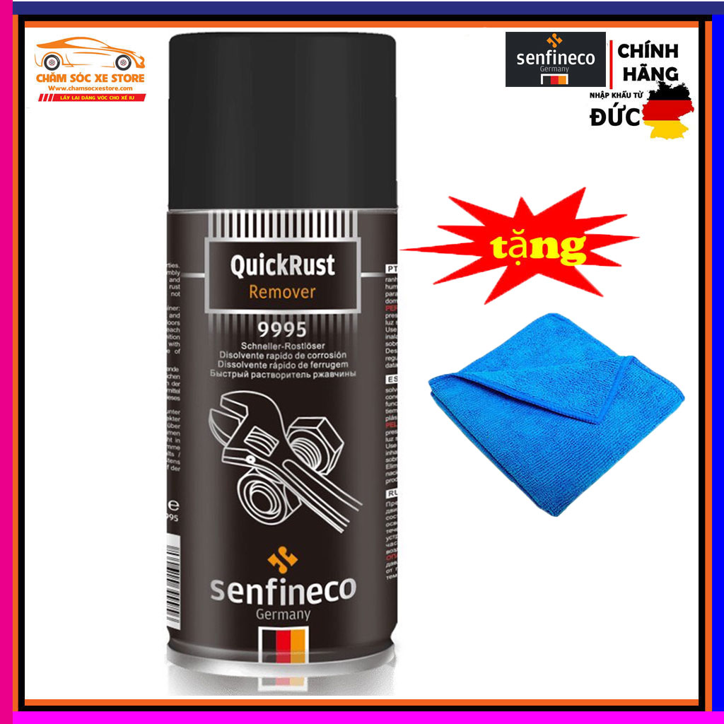 Chai xịt tẩy gỉ sét đa năng senfineco quick rust remover 9995 - 450ml tặng khăn