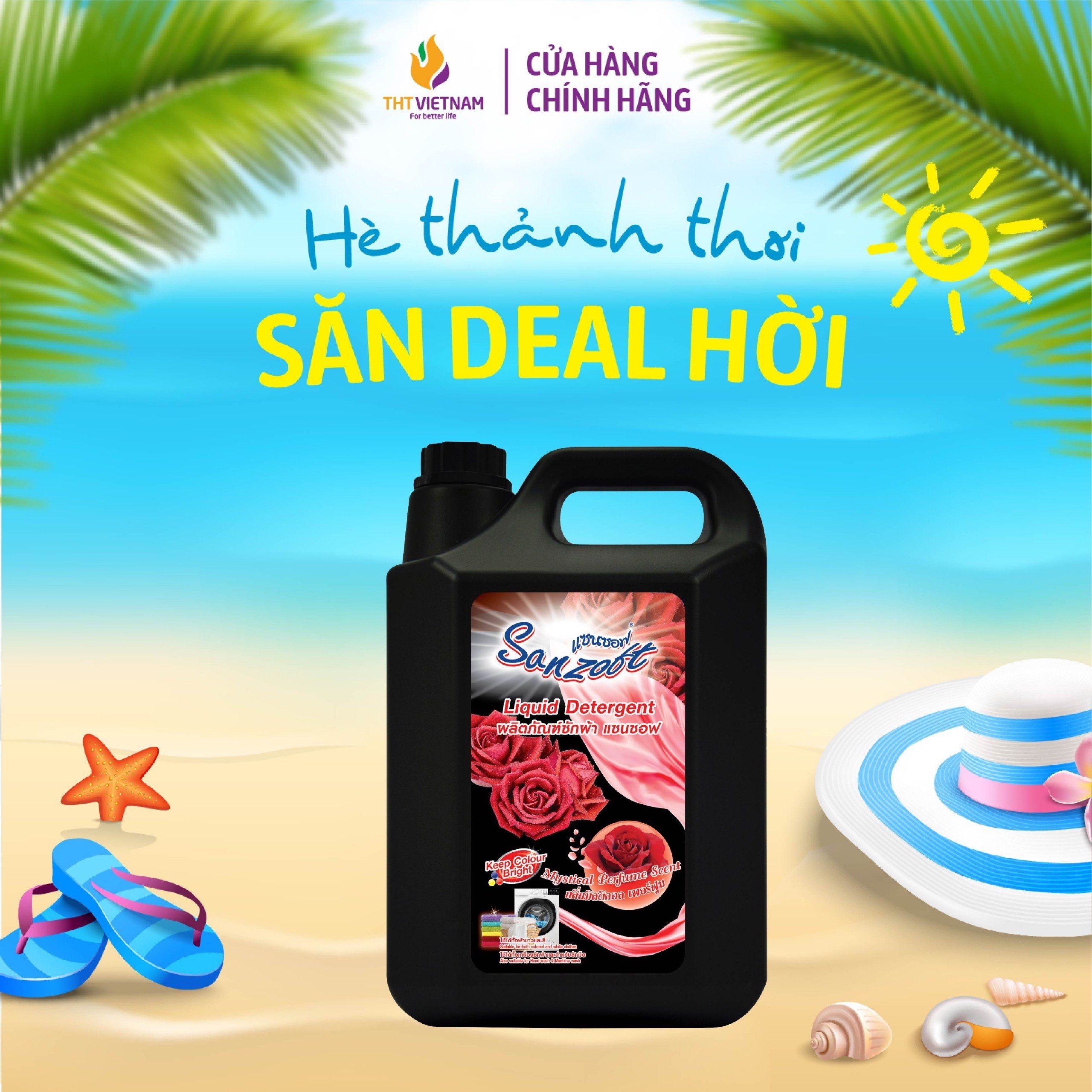 Nước giặt xả đậm đặc Sanzoft lưu hương thơm nước hoa 5 lít