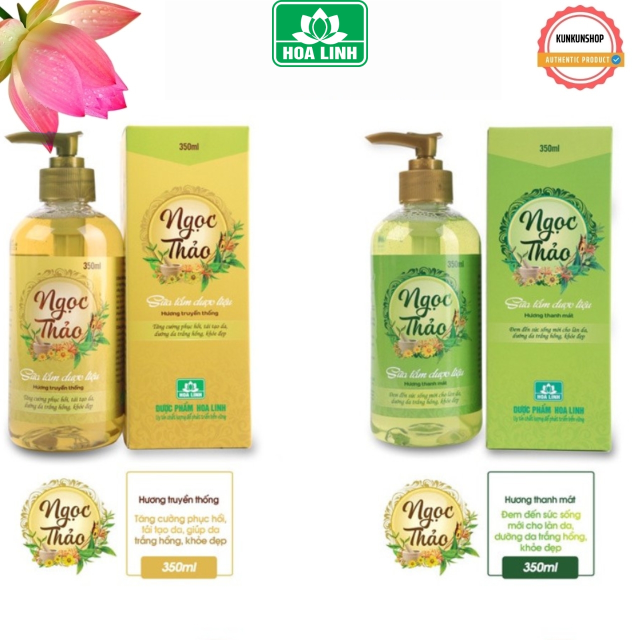 ✔️SALE GIÁ RẺ✔️Sữa tắm dược liệu trắng da Ngọc Thảo hương truyền thống, thanh mát 350ml