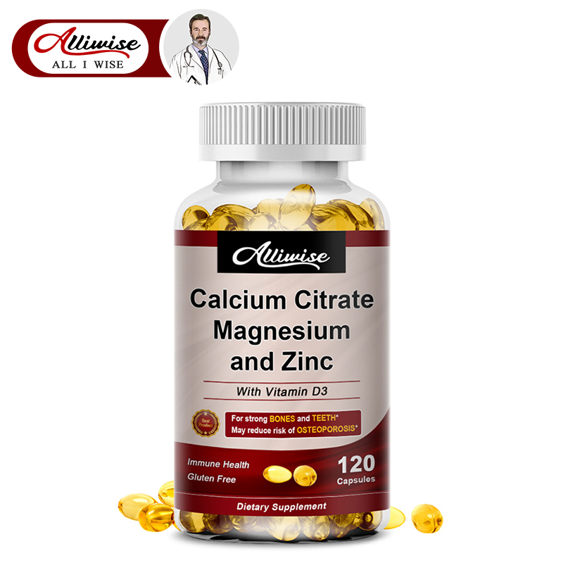 Alliwise Calcium Magnesium Zinc Plus Vitamin D3 Bổ sung sức mạnh xương giúp phụ nữ và nam giới khỏe mạnh răng miệng, sức khỏe tim mạch và chức năng cơ bắp bình thường