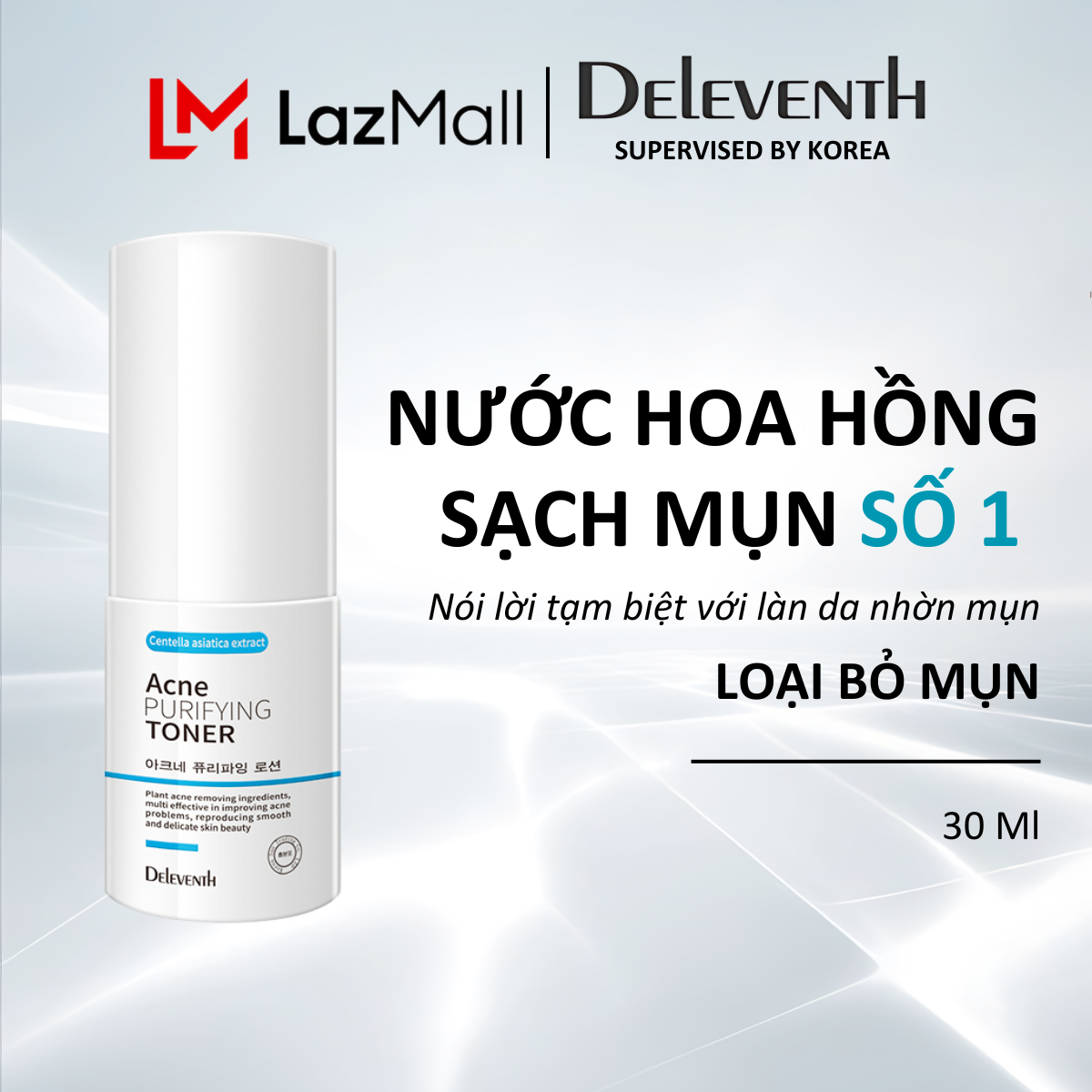 Nước hoa hồng hết mụn DEleventh Hàn Quốc, loại bỏ mụn trứng cá, làm mờ vết thâm mụn, thu nhỏ lỗ chân lông 30ml