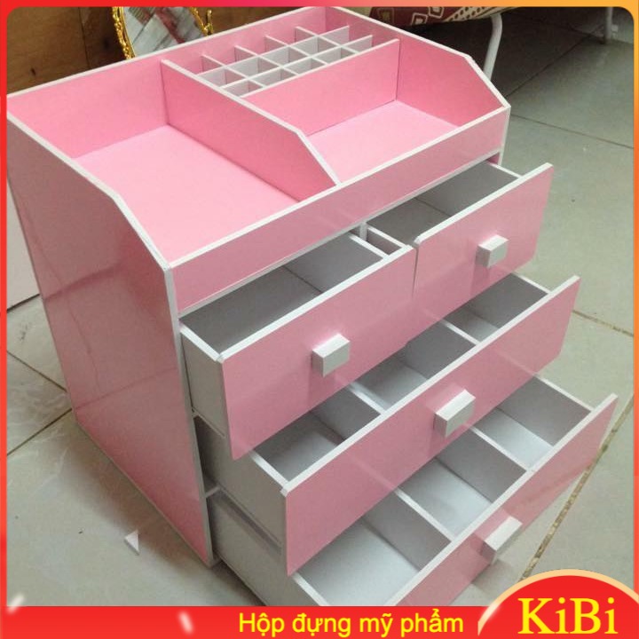 Tủ đựng mỹ phẩm 4 tầng màu hồng phấn