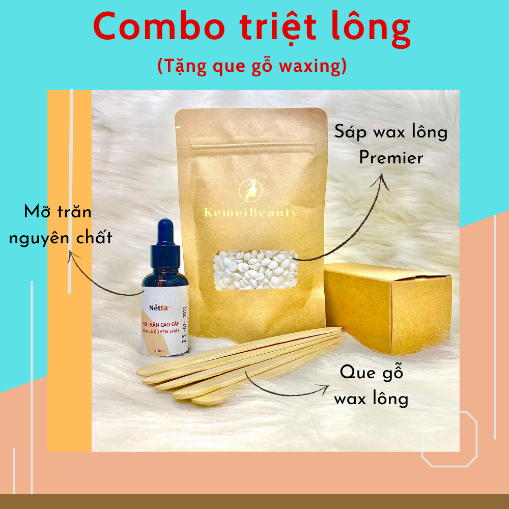 Combo triệt lông sáp wax lông bean RAY (100g) và mỡ trăn nguyên chất (10ml) + tặng que gỗ, wax tẩy lông nách, wax bikini, wax lông chân tay, wax ria mép, wax râu