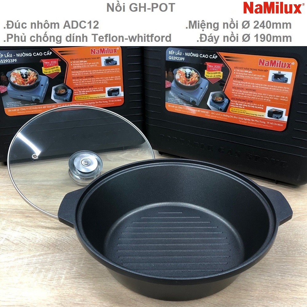 Nồi nấu nướng đa năng namilux gh-pot đúc nhôm adc12