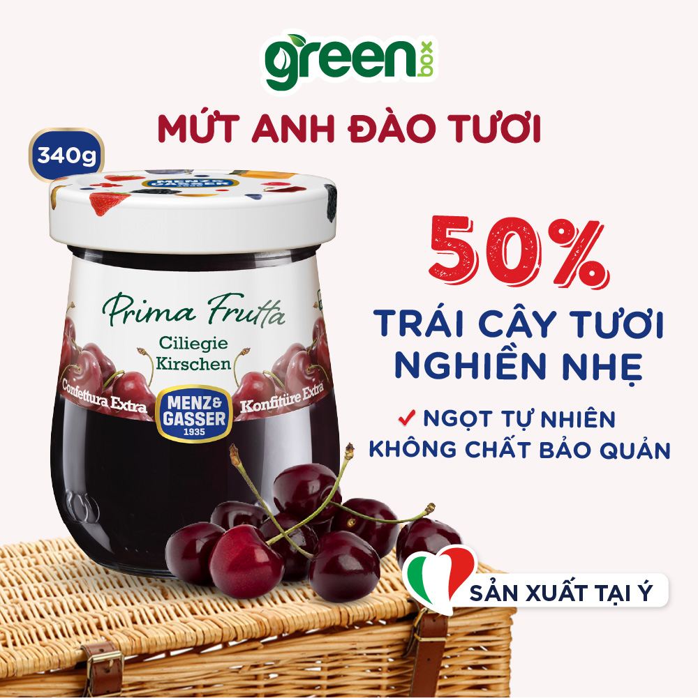 Mứt anh đào Menz Gasser nhập khẩu Ý hũ 340g