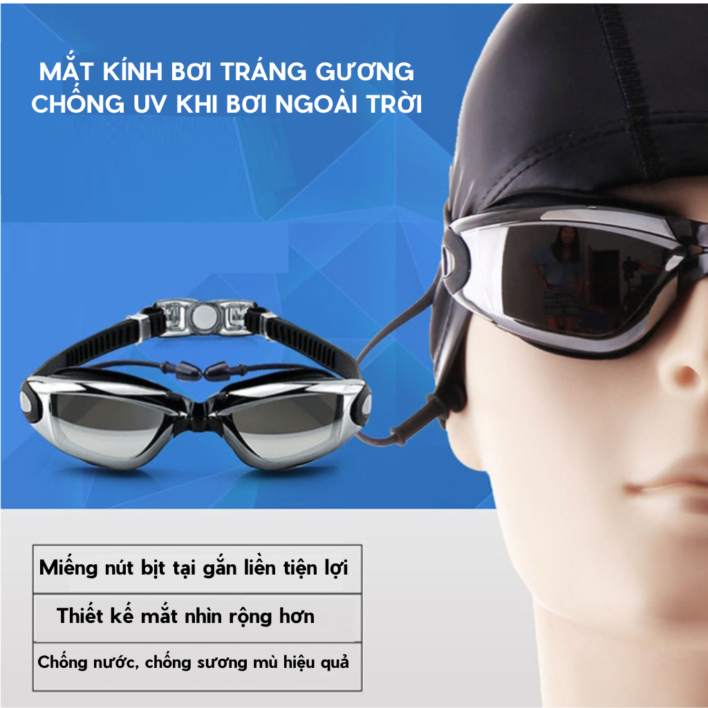 Kính bơi chống tia UV, kính mắt tráng gương dành cho người lớn, trẻ em hiệu 361 YouYou