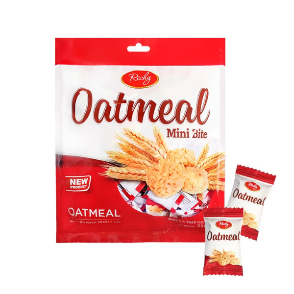Bánh yến mạch Oatmeal Richy vị sữa gói 250g nhỏ nhắn bày bàn đĩa rất đẹp