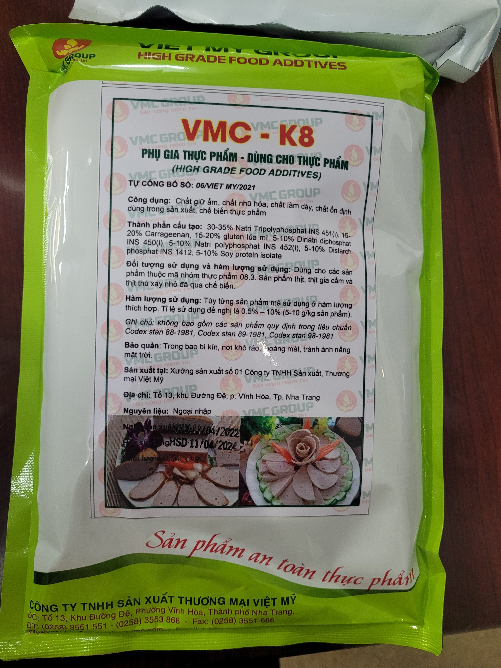 PHỤ GIA VMC K8 SIÊU GIÒN DAI CHO GIÒ CHẢ, XÚC XÍCH
