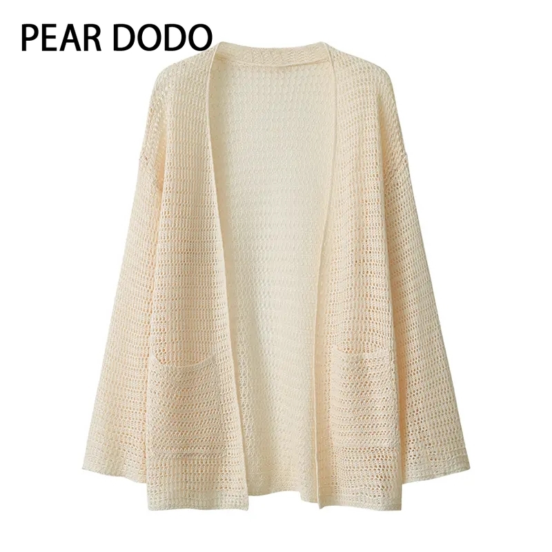 PEAR DODO Áo cardigan RộNg Áo Cardigan dệt kim bảo vệ khỏi ánh mặt trời rỗng Hàn Quốc cho phụ nữ#L0107