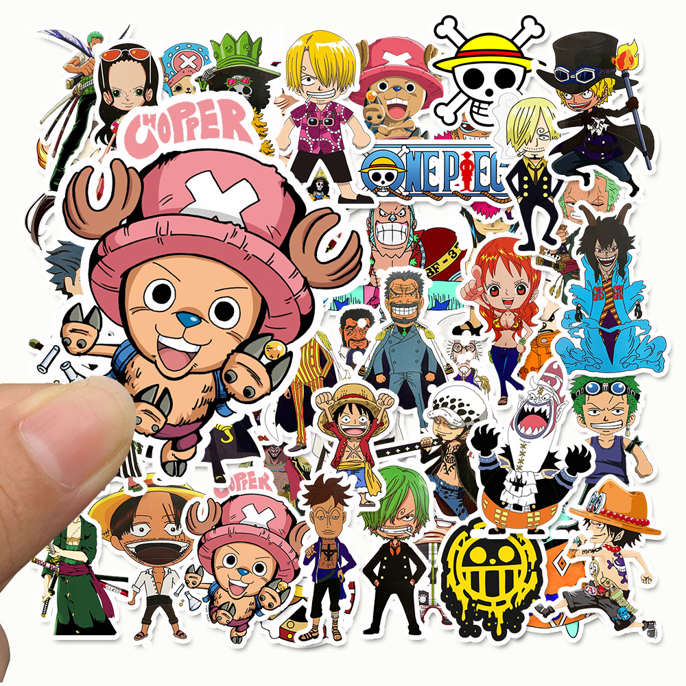 Bộ 50 miếng dán vinyl hình anime One Piece chống thấm nước trang trí ván trượt sổ tay - INTL