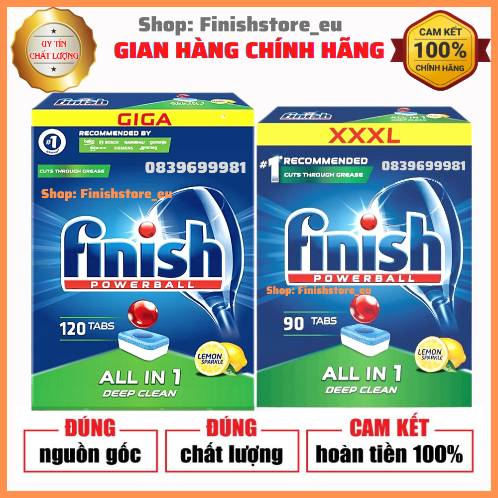 Viên rửa bát finish all in 1 hộp 120 viên - chính hãng.