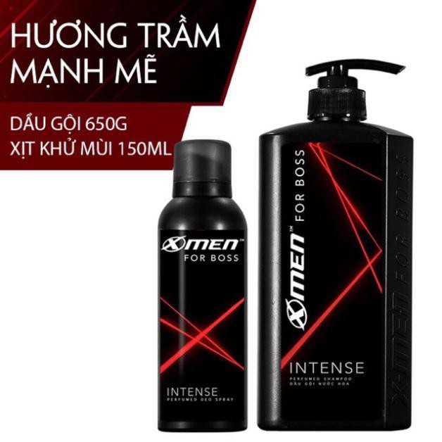 Combo dầu gội 650g + xịt khử mùi 150ml xmen for boss