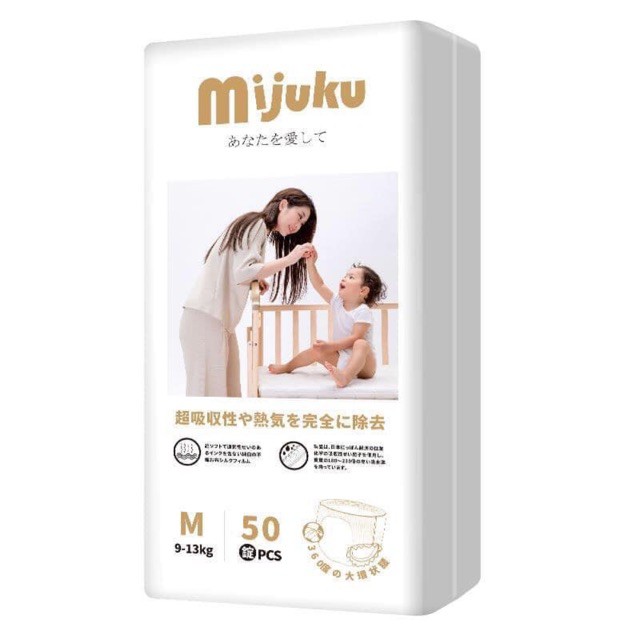 Bỉm Mijuku Xuất Nhật quần/dán đủ size S50/M50/L50/XL50/XXL50 bịch 50 miếng