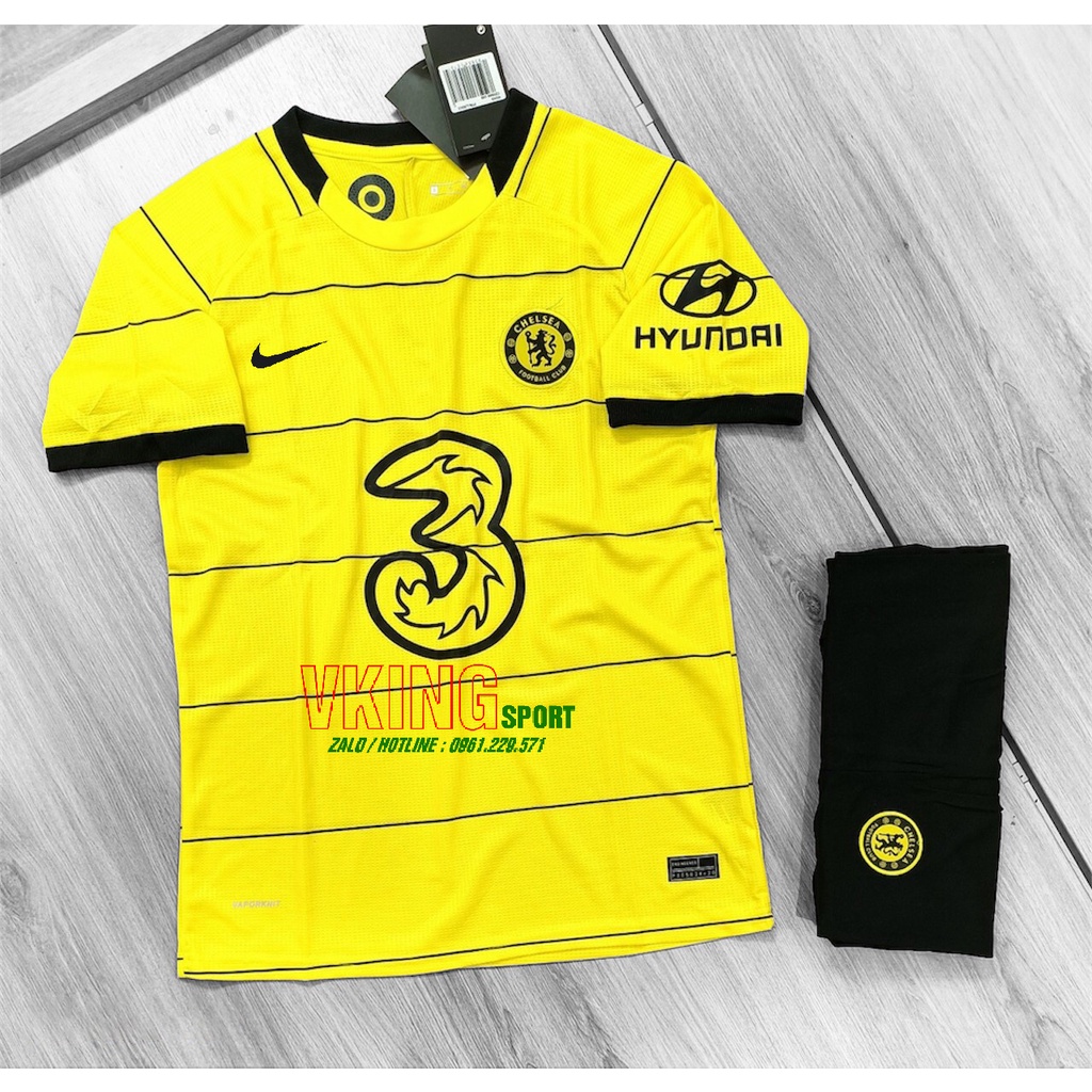 Áo Chelsea Sân Khách 2021 2022 | Bộ Quần Áo Bóng Đá CLB Chelsea Sân Khách 2021/2022 Màu Vàng Hàng Thái Xịn