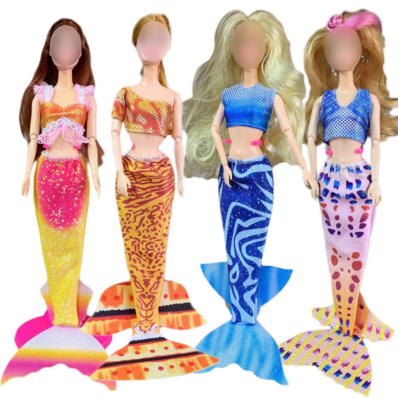 4 mặt hàng sáng bóng vẻ đẹp cá đuôi váy Nàng Tiên Cá trang phục cho Barbie