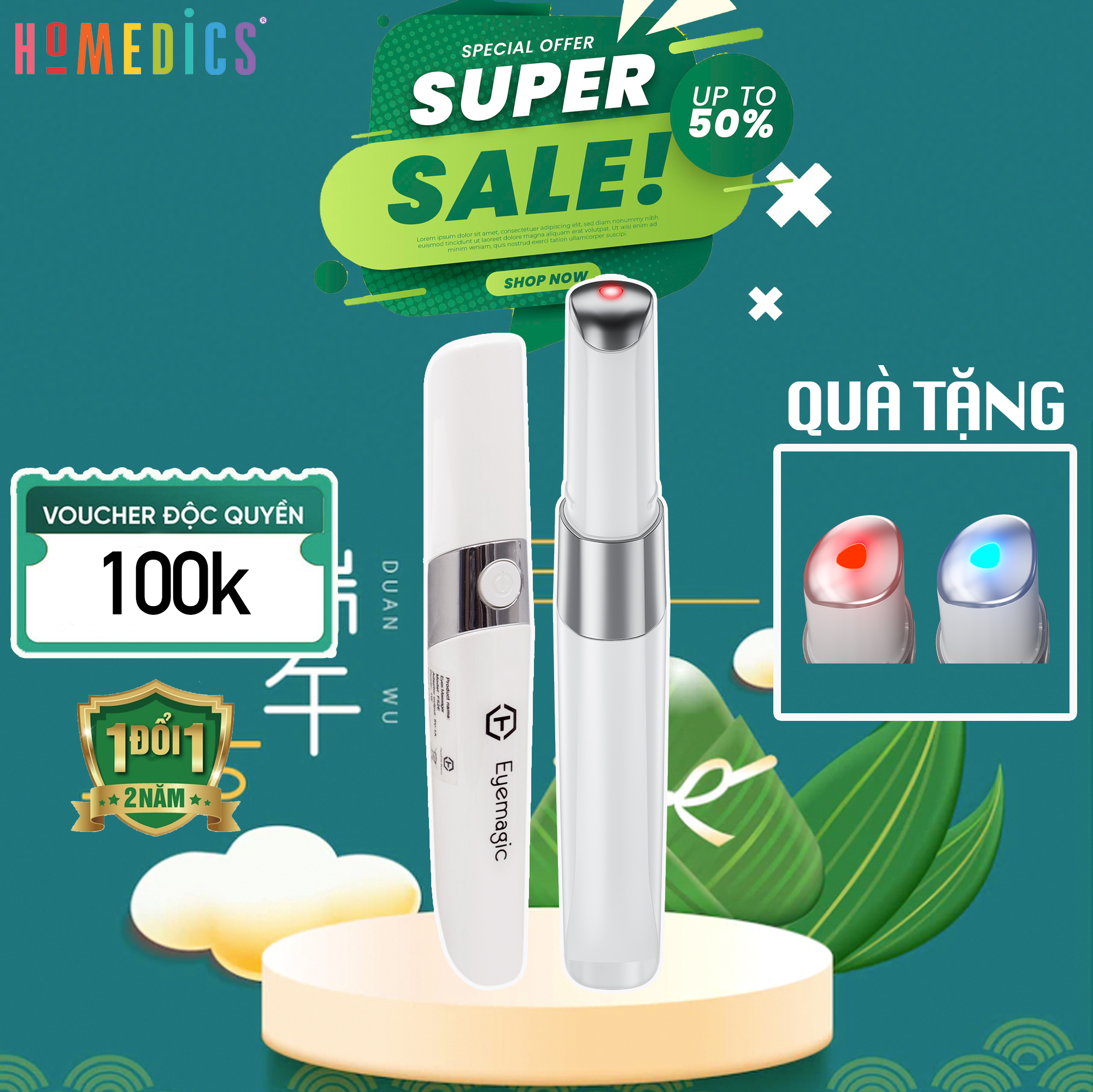 Máy masssage trrị thâm quầng bọng mắt xoá bọng và nhăn mắt F52E NanoTime Beauty Nhật Bản