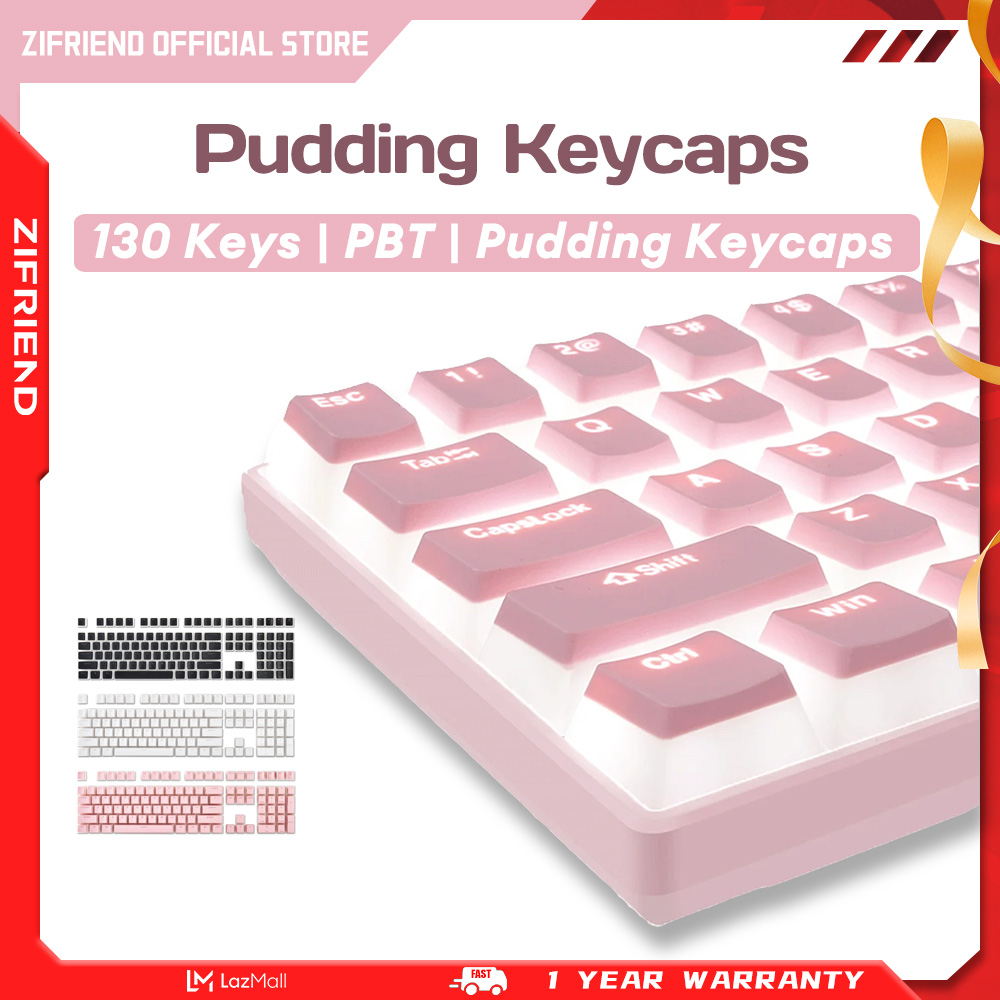 Zifriendpudding keycap 130 phím tùy chỉnh vật liệu pbt bàn phím cơ nắp phím trong suốt