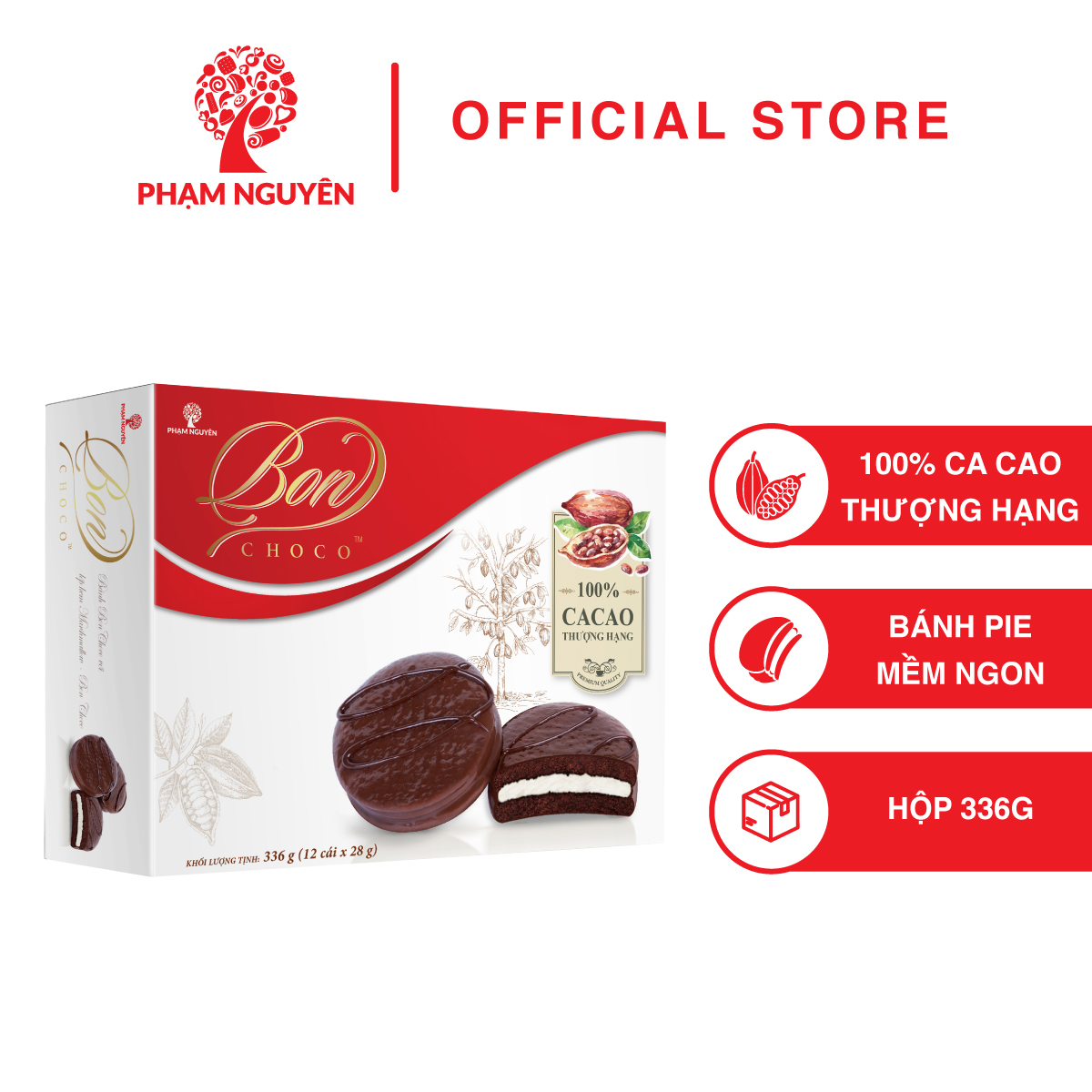Bánh phủ sôcôla Bon Choco 336g Phạm Nguyên - bánh kẹo Phạm Nguyên