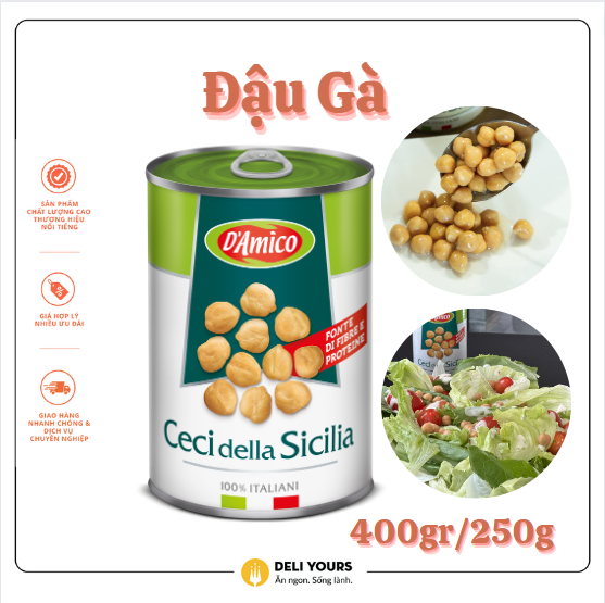 Đậu Gà Sicilian của D'Amico 400gr/250gr (Lon)