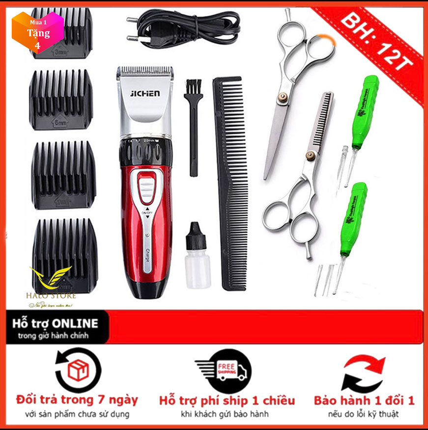 Tông Đơ Hớt Tóc Cho bé JICHEN 0817 - Máy Cắt Tóc Đa Năng An Toàn Tiện Lợi Tặng Bộ Kéo Cắt Tỉa + 2 LẤY RÁY TAI