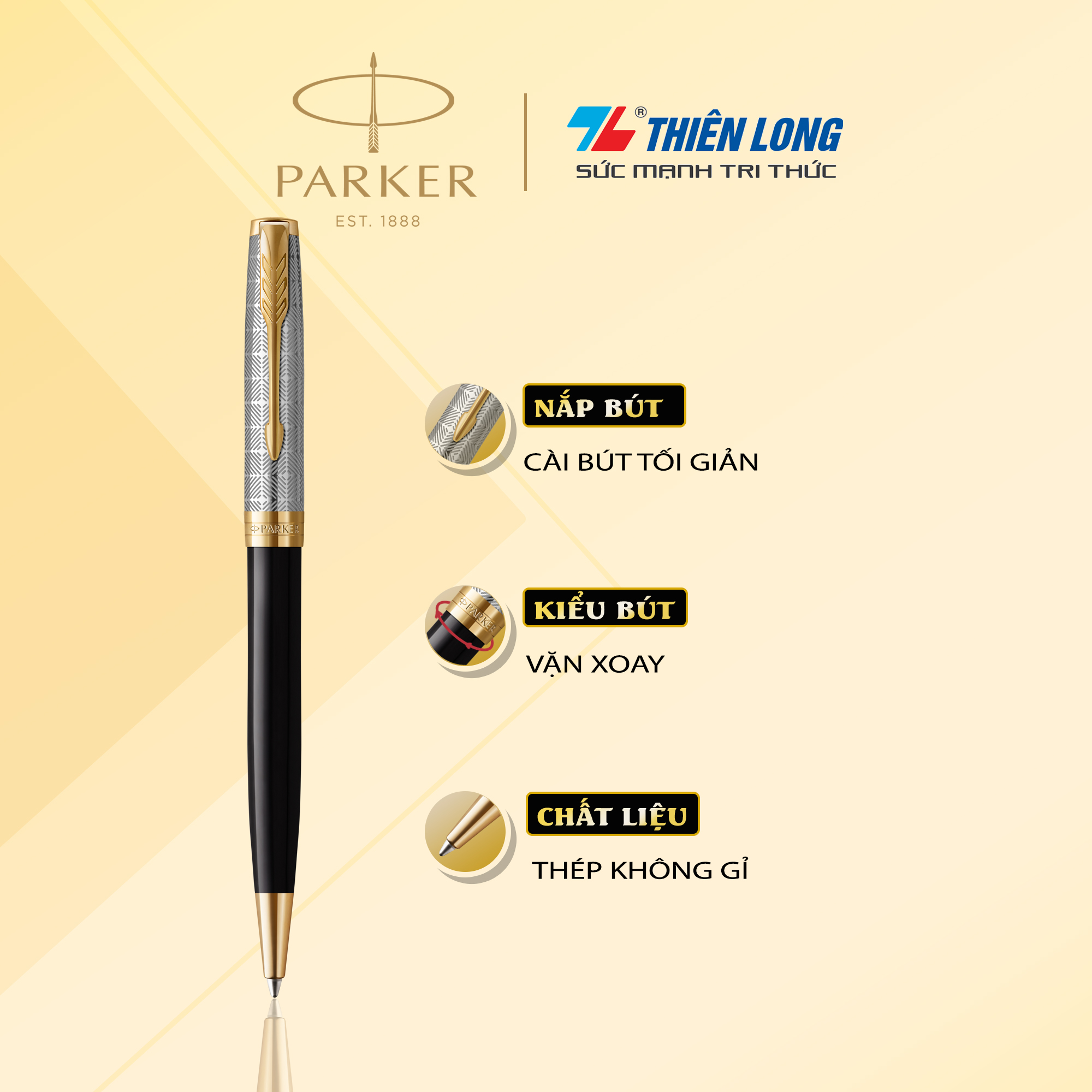 Bút bi cao cấp parker son x-metal black gt gb-2119787 - thép không gỉ