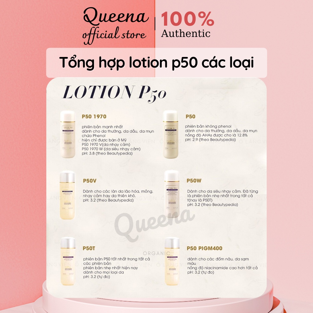 Tổng hợp dung dịch cân bằng và tái tạo da Lotion P50 chiết, hãng các loại
