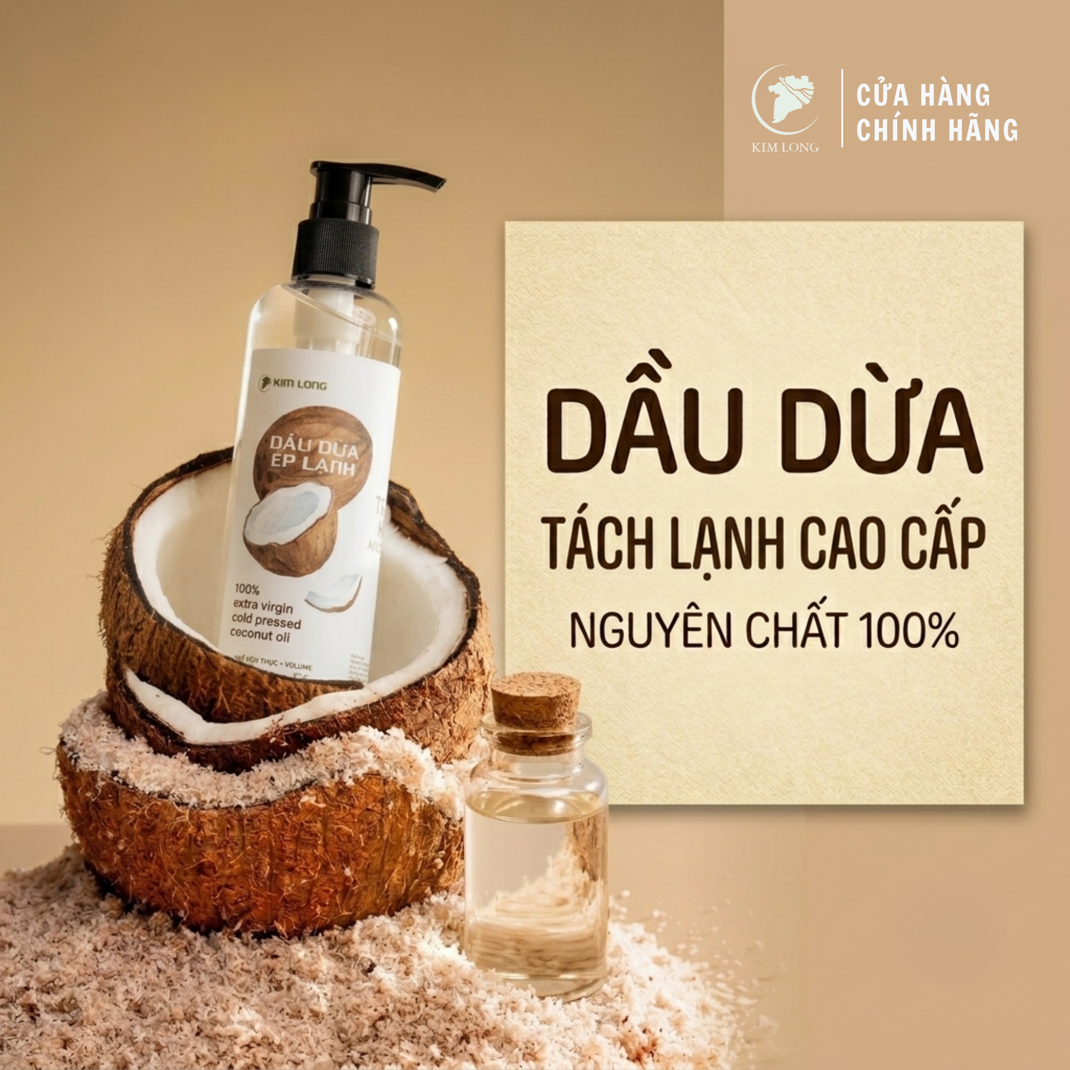 Dầu dừa lạnh nguyên chất 100% - Coconut oil Organic extra virgin- Dầu dừa ép lạnh thuần chay