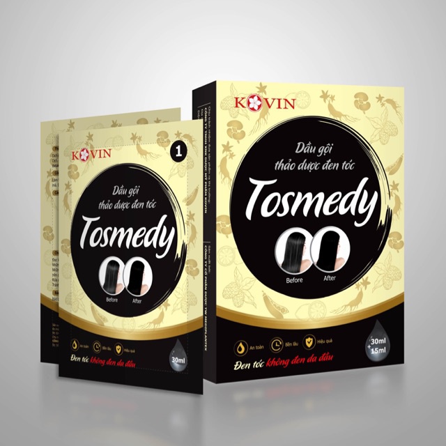 Dầu gội thảo dược đen tóc không đen da đầu Tosmedy