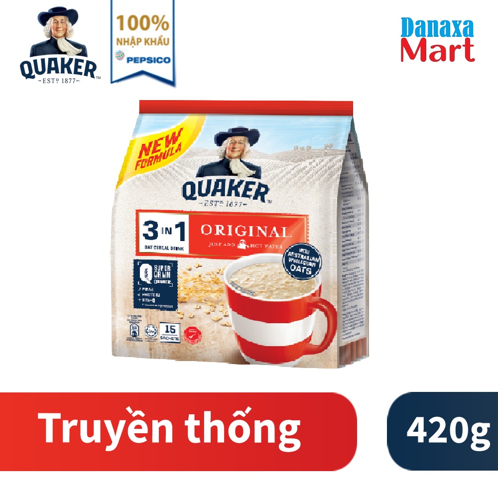 Thức uống yến mạch quaker 3in1 vị truyền thống và những vị khác