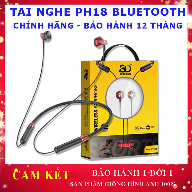 Tai nghe quàng cổ Bluetooth SD Design PH 18 chính hãng - Bảo hành 1 năm, Tao nghe không dây, Tau nghe Bluetooth quàng cổ , Tai nghe nhét tai không dây, Thể thao, cao cấp, chuẩn bass, pin trâu, bảo hành 12 tháng