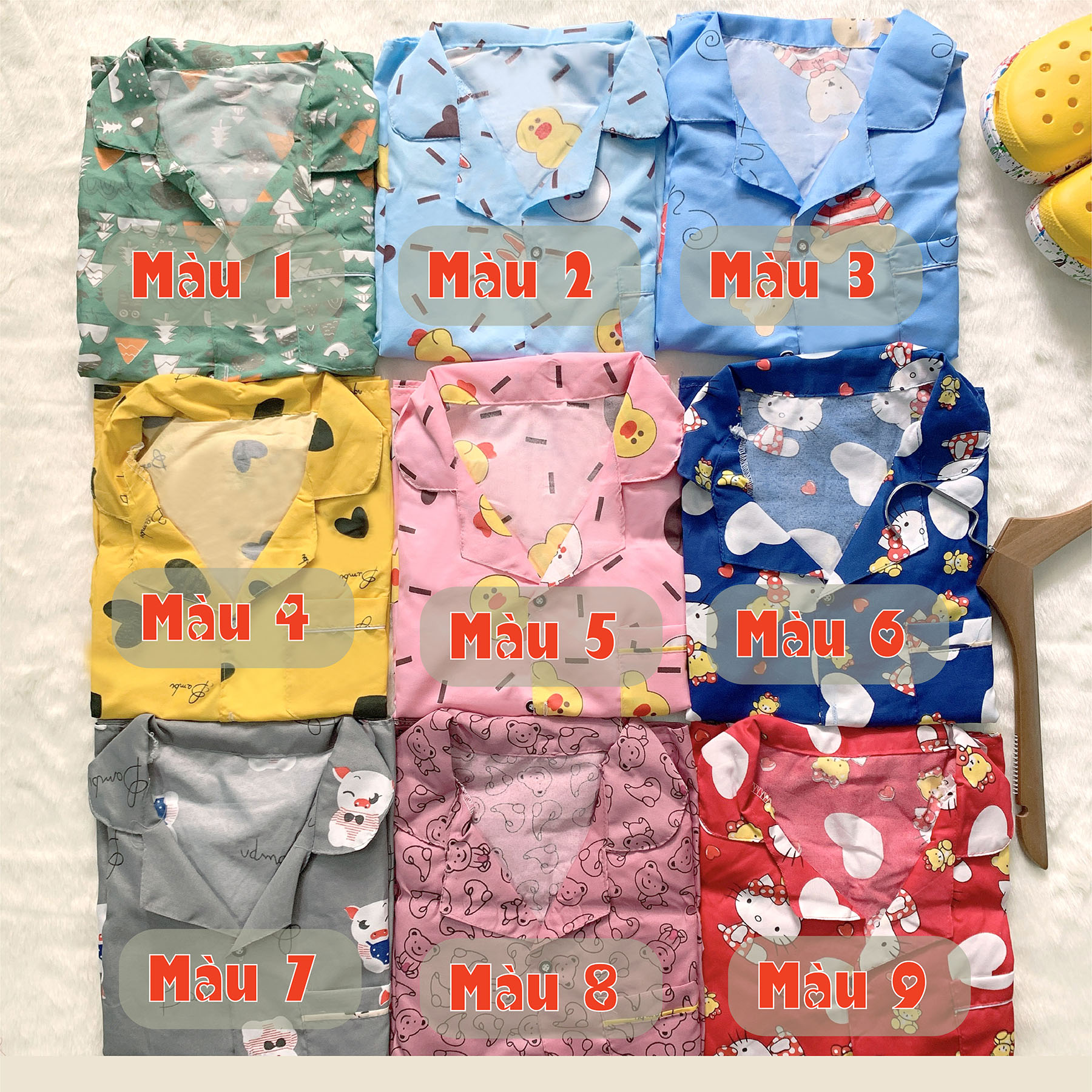 99k 3 Bộ Đồ Ngủ Nữ Ngắn Giá Rẻ Được Chọn Mẫu -  Bộ Quần áo nữ mặc ở nhà - bộ đồ ngủ pijama nữ ngắn cộc sinh viên học sinh giá rẻ vải phi bóng - kate Thái hoạt hình cute dễ thương có túi ngực dưới 65 kg