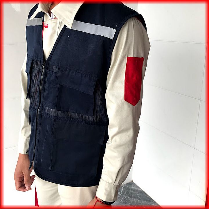 Áo ghile ghilê phản quang bảo hộ lao động SHUNI003AGL kaki phối lưới thoáng mát