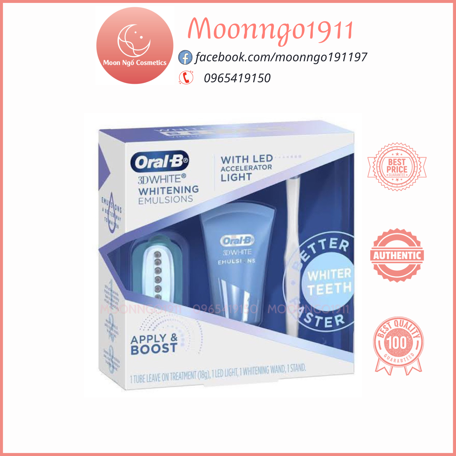 [DATE 5/2024] Set Máy Chiếu Kèm Gel Làm Trắng Răng ORAL B