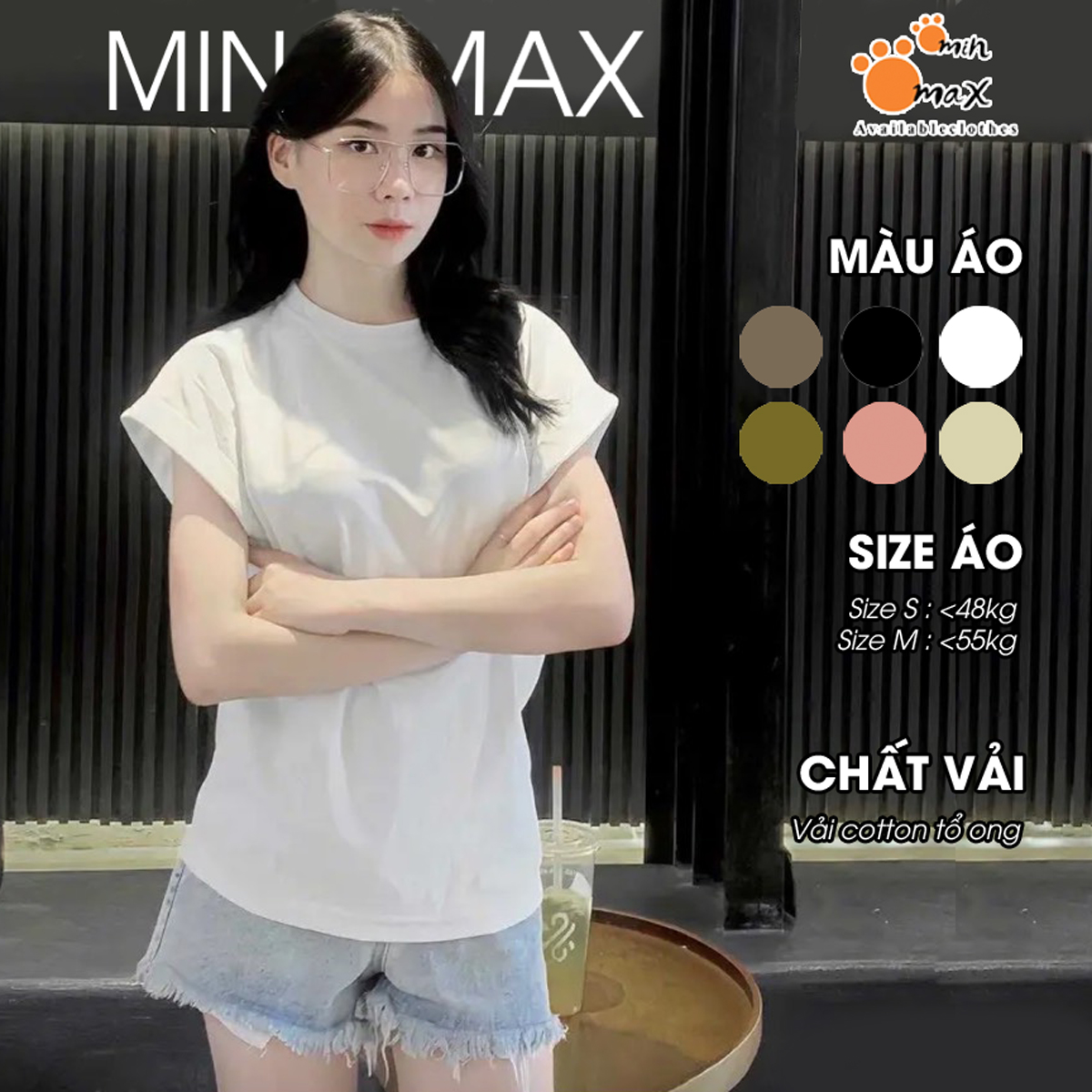 Áo thun tay hến nữ áo thun cổ tròn tay hến nhiều màu thoáng mát-ms045 minmax house