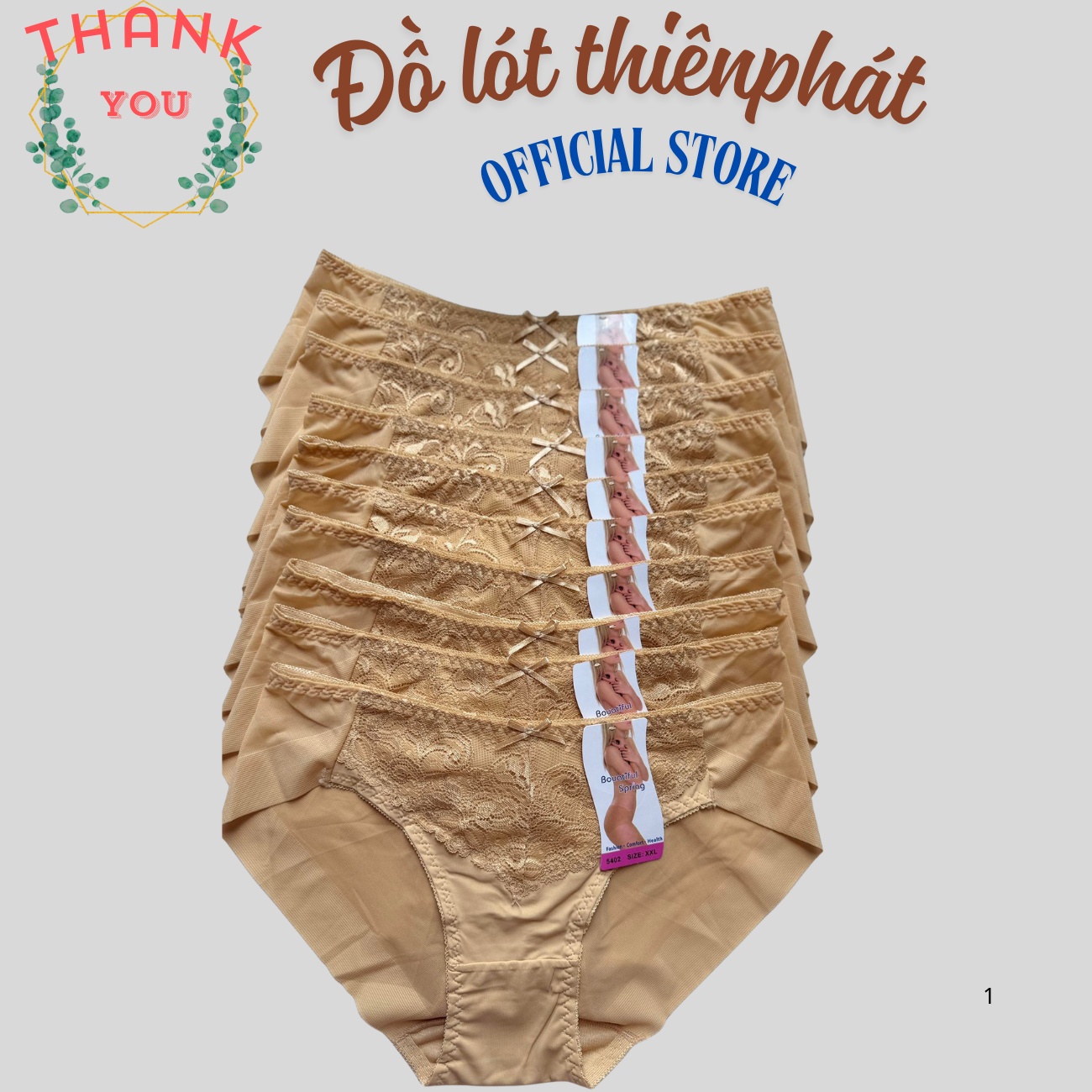 sét 10 Quần Lót nữ màu da Spring Lưới Ren Vải cotton lạnh co giãn 4 chièu Siêu Mát 5402