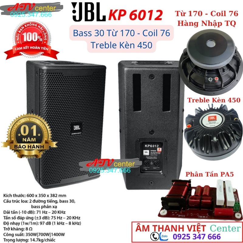 Loa full đứng jbl kp 6012 bass 30 t170c76, treble kèn 450 - giá 1 đôi - tặng thêm 2 đôi jack neutrik