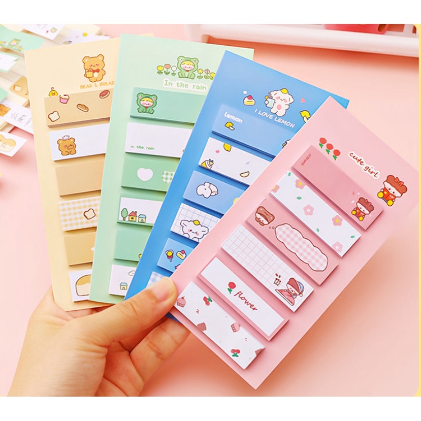 Set giấy nhớ, giấy note hình thú dạng chữ nhật siêu xinh lovelyhouse NOTETHU078