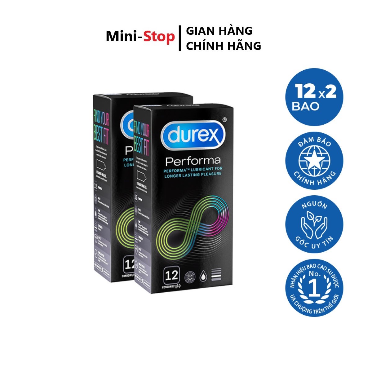 Freeship Combo 2 hộp Bao cao su Durex Performa kéo dài thời gian hộp 12 cái - Thăng hoa cảm xúc