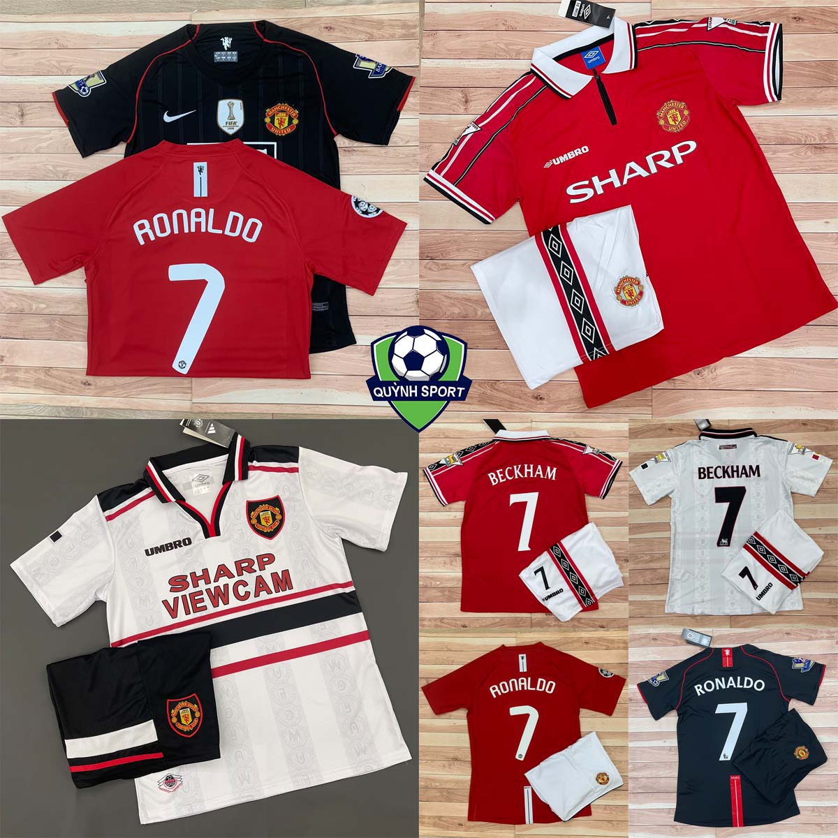 Bộ Quần Áo Bóng Đá  CLB Manchester United Retro 1999/2008 - Chuẩn Mẫu Thi Đấu - Vải Polyester Gai Thái