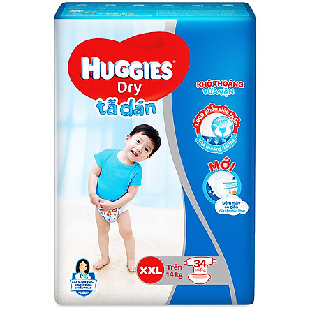 Tã dán huggies dry gói đại m54/l48/xl40/xxl34