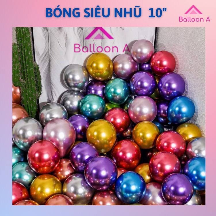 50 quả bóng bay sinh nhật chrome siêu nhũ 10 inch, bong bóng trang tri bóng bay trang trí sinh nhạt